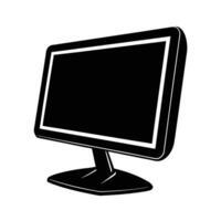 Computer monitor with stand silhouette on white background for ergonomic digital workstations vector