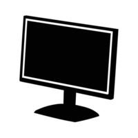 Dynamic computer monitor with stand silhouette on white background for advanced office efficiency vector