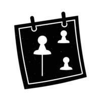 Dynamic corkboard with pushpins silhouette on white background for creative brainstorming vector