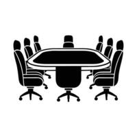 Dynamic conference table silhouette on white background for modern team collaboration vector