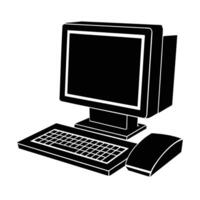 Modern desktop computer silhouette on white background enhancing work productivity vector