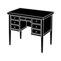 Business desk with drawers silhouette on white background for secure file storage vector