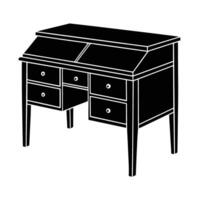 Elegant desk with drawers silhouette on white background for organized office space vector