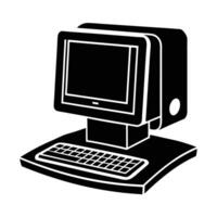Business desktop computer silhouette on white background for digital efficiency vector