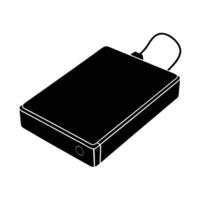 Business external hard drive silhouette on white background for secure data storage vector