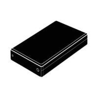 Modern external hard drive silhouette on white background for efficient digital backup vector