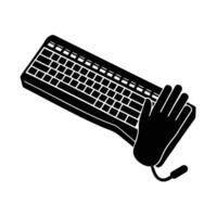 Modern keyboard with wrist rest silhouette on white background for efficient computing vector