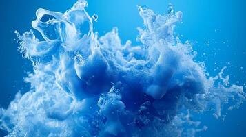 A mesmerizing burst of blue water splashing, showcasing motion and energy against a vivid backdrop, capturing the essence of fluidity and life in its natural state. photo