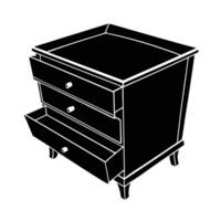 Open drawer silhouette on white background for document access vector