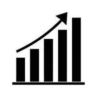 Bar graph with rising trends silhouette flat for market analysis vector