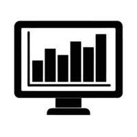 Bar graph on digital screen silhouette for data trends analysis vector