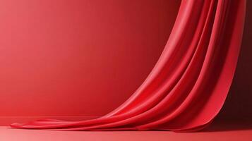 A captivating image featuring flowing red drapery that cascades gracefully against a minimalist backdrop, exuding richness, elegance, and a touch of artistic flair. photo