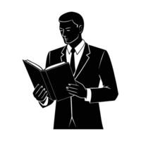 Professional reviewing open notebook for important ideas and strategic planning vector