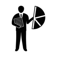 Professional presenting a pie chart document for detailed fiscal analysis vector