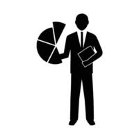 Businessperson holding document with pie chart for financial breakdown analysis vector