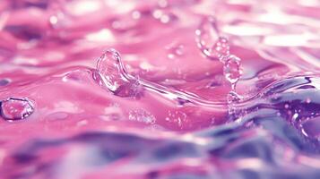 This vibrant image captures a dynamic splash of pink water droplets, highlighting the fluidity and elegance of water, inviting viewer engagement and emotion. photo