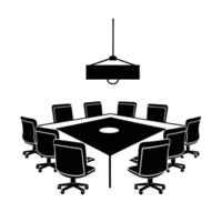 Boardroom setting with projector silhouette flat for corporate meetings vector