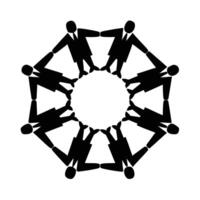 Business professionals forming a circle with hands to symbolize unity and collaboration vector