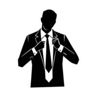 Businessperson adjusting a tie before delivering a key presentation confidently vector