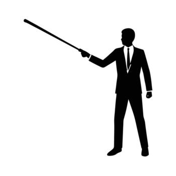 Professional using laser pointer to highlight key data points during presentation vector