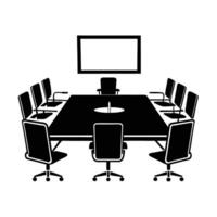 Modern conference table arranged for strategic presentations and clear communication vector