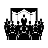 Corporate networking event setup silhouette for professional business connections vector