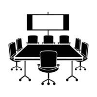 Conference room table with presentation setup for executive meetings and strategic planning vector