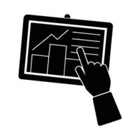 Dynamic hand interacting with touchscreen chart for business insights and trends vector