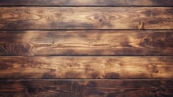 Rustic wooden surface with warm brown tones, showcasing natural grain patterns and texture. Ideal for backgrounds or textures. photo