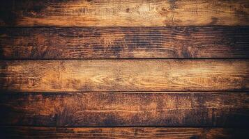 A rustic and warm texture of varnished wood planks with visible grain and deep brown hues, perfect for backgrounds or design elements. photo