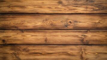 Rustic wooden planks arranged horizontally showcase warm, textured grain with visible knots creating a natural, organic background pattern. photo