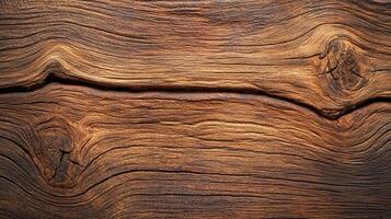 Detailed view of a wood texture revealing its grain patterns, wood knots, and warm brown tones creating a natural and rustic feel. photo
