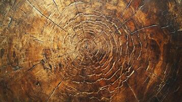 Close-up of a tree trunk's cut surface, showing growth rings and textures, emphasizing the natural patterns and history within the wood photo