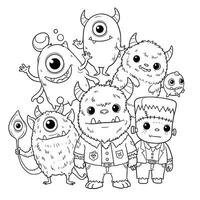 Monsters coloring pages for kids vector