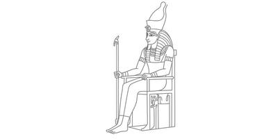 An outline drawing of an egyptian pharaoh sitting on a throne vector