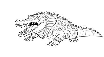 An alligator is shown in this coloring page vector