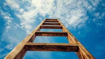 Ladder to the sky offers endless possibilities for growth and advancement, symbolizing dreams, opportunities and achieving goals. photo