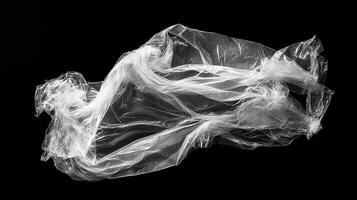 Abstract image capturing the delicate texture and transparency of plastic, highlighting environmental concerns and material properties. photo