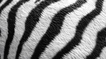 Monochrome zebra skin. Striking black and white stripes on animal fur creating a textured pattern for backgrounds and creative projects. photo