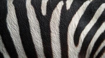 A close-up reveals the distinctive black and white stripes of a zebra, highlighting the unique pattern of its fur for camouflage. photo
