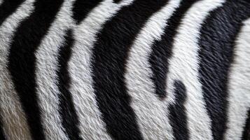 Striking black and white patterns on a textured surface create a visually dynamic and captivating composition. Zebra stripes closeup. photo