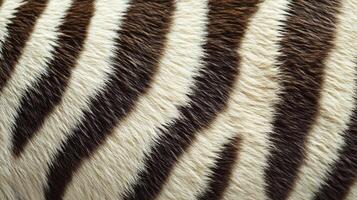 Striking zebra stripes showcase nature's unique pattern and contrast. The animal's fur is a captivating blend of black and white. photo