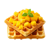 Delicious plain waffles with mango isolated on transparent background png