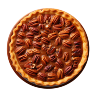 Delicious and beautiful pecan pie, top view isolated on transparent background png