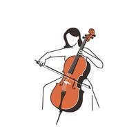 Cello player illustration vector