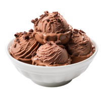 Delicious Bowl of Chocolate Ice Cream isolated on transparent background png