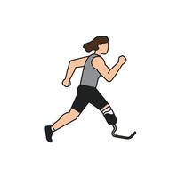 A man with a prosthetic leg running on white background vector