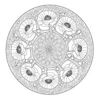 An adult coloring page with a circular design vector
