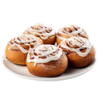 Frosted Cinnamon Rolls isolated on transparent background png