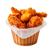 Fried chicken in paper bucket isolated on transparent background png